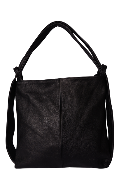 Skórzana torebka damska plecak 2w1 czarna